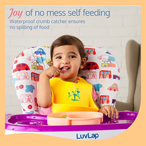 LuvLap Silicone Baby Bib for Feeding & Weaning Babies & Toddlers, Waterproof, Washable & Reusable, Non Messy Easy Cleaning, No Bad Odour, Adjustable Neckline with Buttons (Yellow)