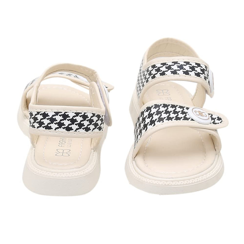 Hopscotch Girls PU Houndstooth Print Sandals in Beige Color,UK:3.5 (HIL-4339930)