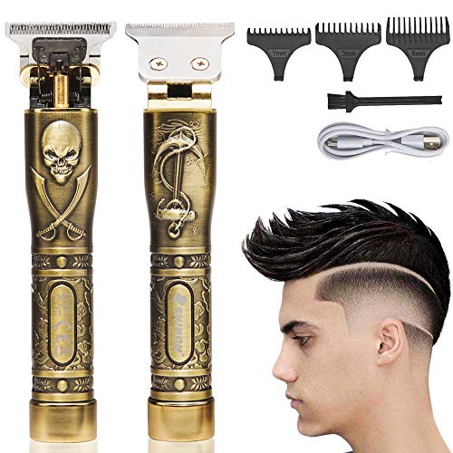 Xnuoyo Electric Grooming Hair Clipper USB Rechargeable Cordless Close Cutting T-Blade Trimmer (Skull)