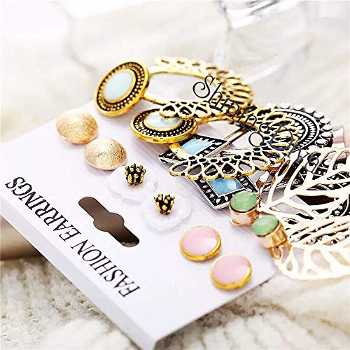 Shining Diva Fashion 6 Pairs Combo Stylish Drop Earrings for Women (Silver Gold)(9919er)