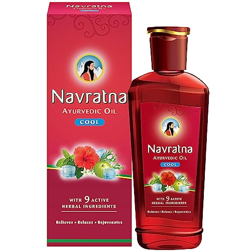 Navratna Ayurvedic Cool Oil | Unique combination of 9 Ayurvedic Herbs | Relieves Headache, Body ache, Tiredness, Sleeplessness & Tension| Improves Scalp Health | Relaxing & Rejuvenating cooling effect | 500ml
