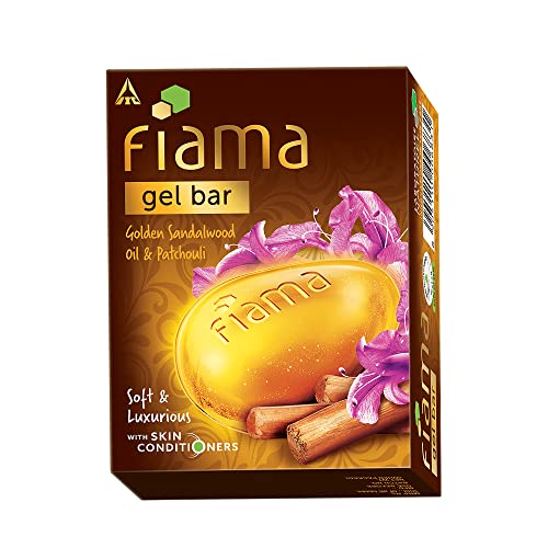 Fiama Gel bathing bar Golden Sandalwood oil and Patchouli with skin conditioners for soft and luxurious skin, 125gx3