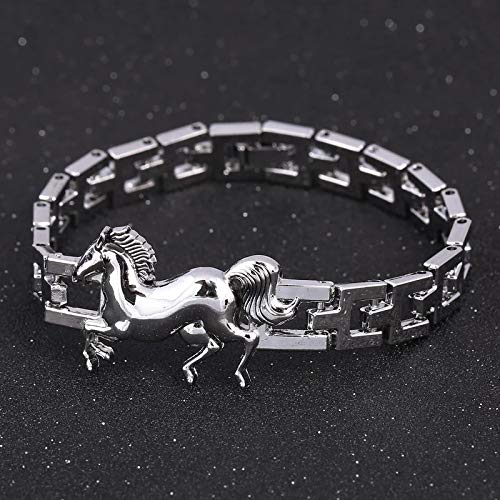 Shining Diva Fashion Silver Stainless Steel Silver Plated Horse Stylish Bracelet for Men and Boys-(10060b)