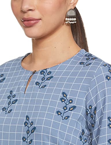 Max Women's Rayon Regular Blouse (DACKWI22CJ_Blue_L)