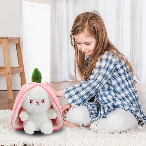 SCOOBA Reversible Rabbit Strawberry Stuffed Toy Small 25cm