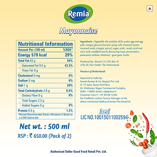 Remia Mayonnaise, 500g, Pack of 2