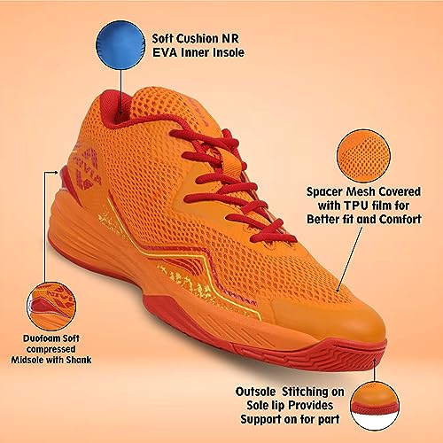 Nivia Warrior 2.0 Basketball Shoe/Soft Cushion EVA Inner Insole Better fit/Smooth, Comfortable Shoes/UK-10 (Orange)