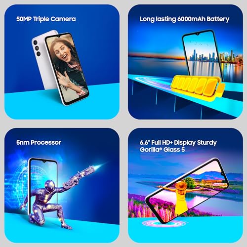 Samsung Galaxy M14 5G (Smoky Teal,6GB,128GB)|50MP Triple Cam|Segment's Only 6000 mAh 5G SP|5nm Processor|2 Gen. OS Upgrade & 4 Year Security Update|12GB RAM with RAM Plus|Android 13|Without Charger