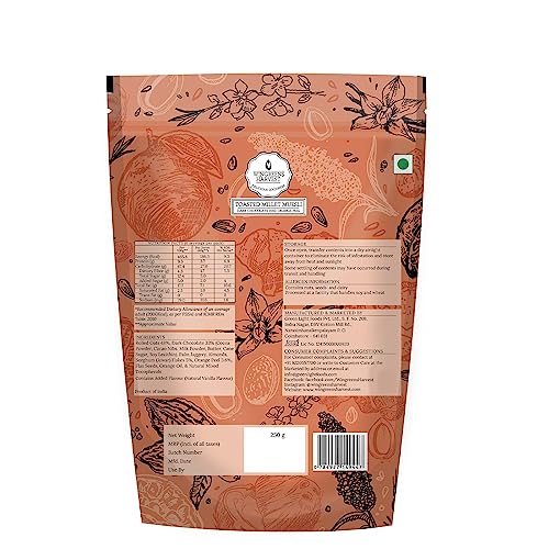 Wingreens Harvest Toasted Millet Muesli 250 g, Dark Chocolate & Orange Peel, Natural, Breakfast cereal, Healthy Gluten-free with Whole grains, dried fruits, Nuts and Seeds, No Artificial Preservatives