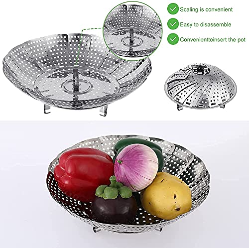 PANCA Stainless Steel Vegetable Fruit Steamer Punching Food Drain Bowl Basket Stainless Steel Steamer (Steamer Basket)