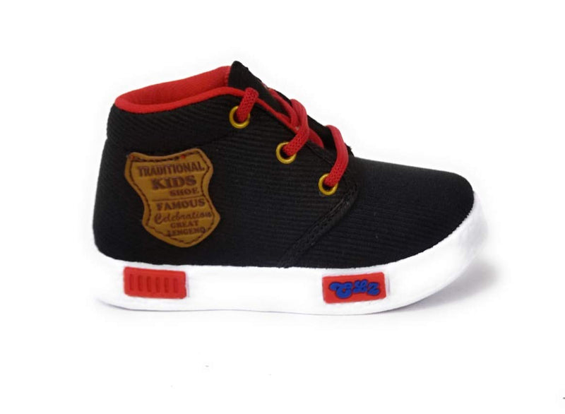 Coolz Kids Unisex Casual Shoes Play-1 for 1.5-4.5 Years Boys and Girls (Black - Red, 2_years)