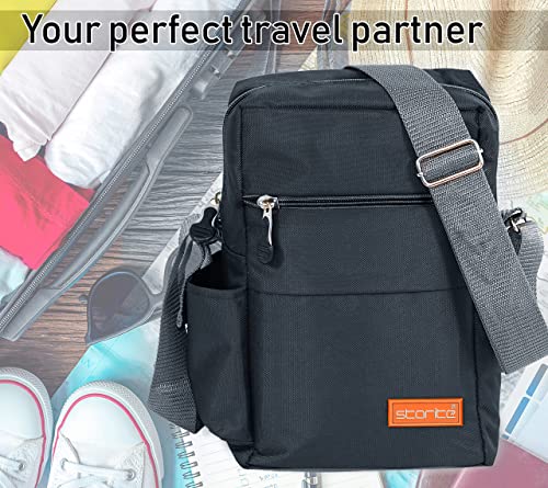 Storite Stylish Padded Small Nylon Sling Cross Body Travel Office Business Messenger One Side Shoulder Bag for Men Women (25x16x7.5cm) (Dark Grey)