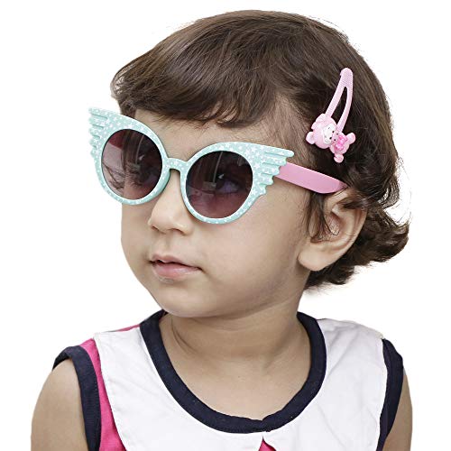 Amour Mint Green & White Full-Framed Unisex Cat-Eye Sunglasses with Purple Gradient Lens (4+ Years)