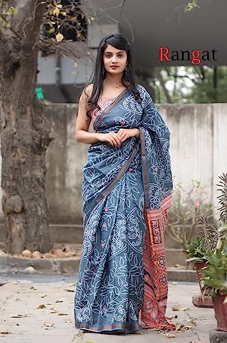 Jaanvi Fashion Women's Chiffon Banarasi Printed Saree With Solid