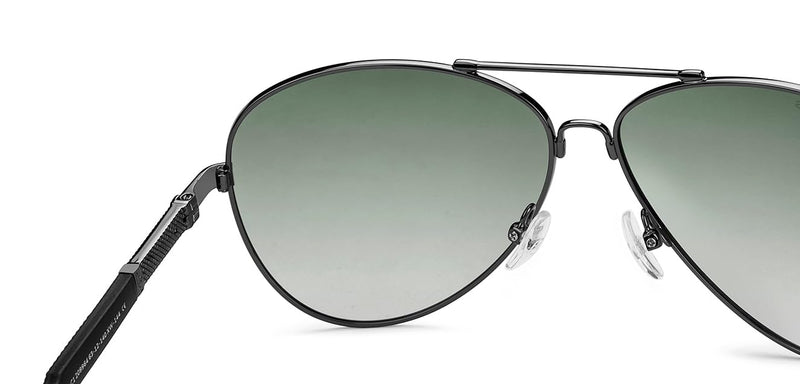 John Jacobs | Gunmetal - Green | Full Rim Pilot Stylish & Premium Polarized Sunglasses | Polarized and 100% UV Protected | Men & Women | Extra Wide | JJ S15863