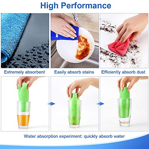 ovwo 12Pcs Premium Microfiber Cleaning Cloths - Highly Absorbent, Lint Free, Streak Free, Micro Fiber Cleaning Towels, Dish Cloth, Wash Clothes, Size: 12" X 12" Especially for Kitchen, Home