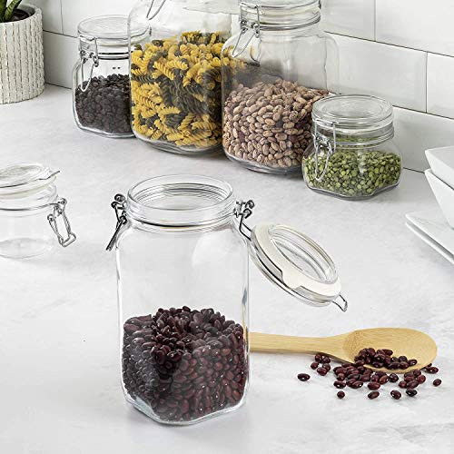 STAR WORK Air-Tight Mason Glass Jars with Buckle Lids for Home (1500ml, Set Of 4)