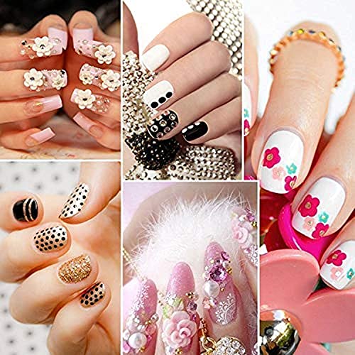 URBANMAC Nail Art Kit - 48 Pcs Glass Bottles Glitter Stones, 100 Nails,10 Nail Tapes, 15 Nail Art brush, 5 Nail Dotting Pen with 2 Glue (Nail Art Kit)