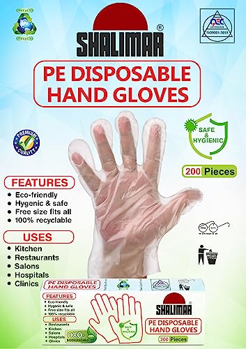 SHALIMAR OXO - Biodegradable Hand Gloves (Pack of - 1/200 Pcs) (Natural Colour) - Free Size