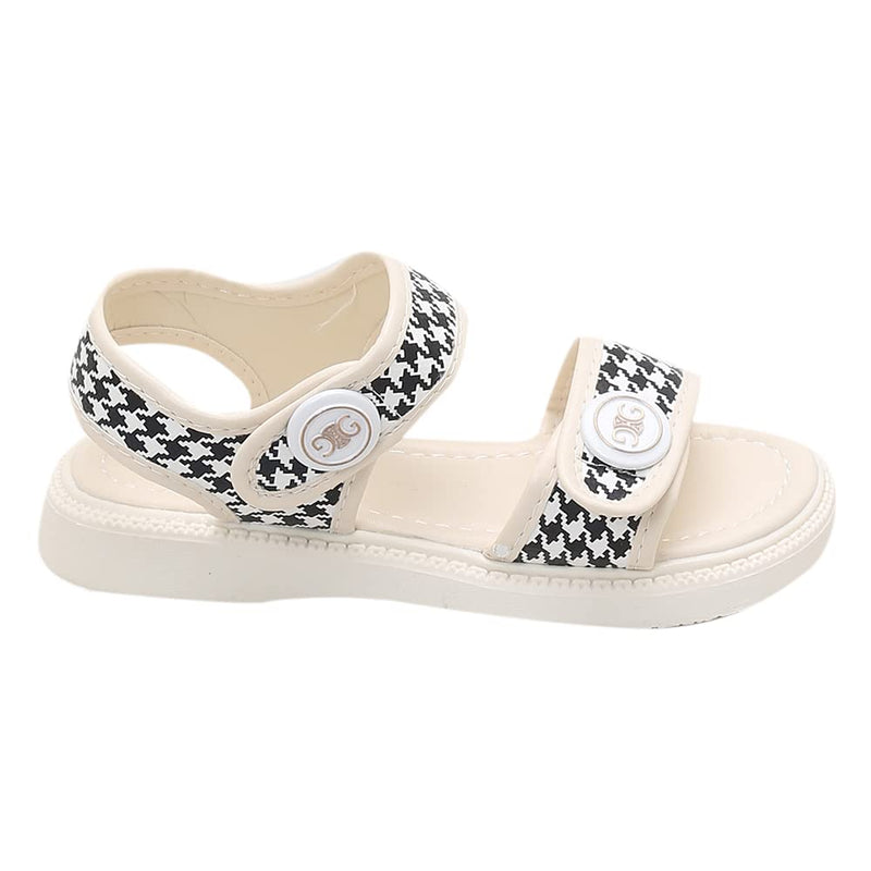 Hopscotch Girls PU Houndstooth Print Sandals in Beige Color,UK:3.5 (HIL-4339930)