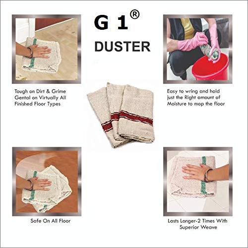 G 1 Cotton Floor Cleaning Duster/Cloth/Mop/Pocha (Off White, Extra Large Size, 30 inch x 30 inch) - Pack of 3