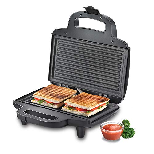 Prestige 800W Sandwich Maker (PGMFD 01)| Black | Heat Resistant Bakelite Body |Non-Stick Coating | Power Indicators | Oil Free Toasting