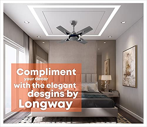 LONGWAY Starlite-1 600mm/24 inch High Speed Anti-dust Decorative 5 Star Rated Ceiling Fan 850 RPM with 3 Year Warranty (Silver Blue, Pack of 1)