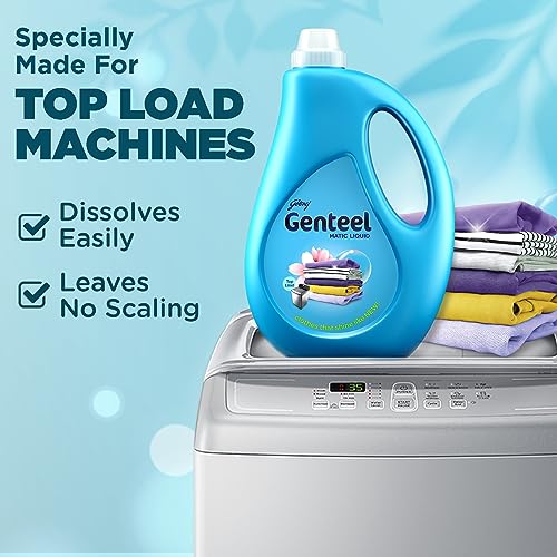 Genteel Matic Liquid Detergent 1kg bottle + 1kg Refill Pouch | For Top load Washing | No Soda Formula | with Added Fabric Conditioner