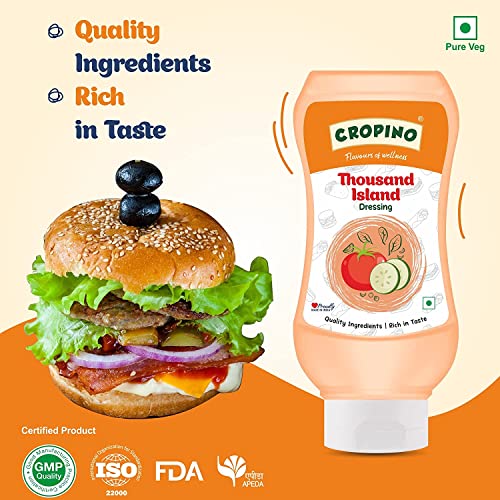 CROPINO Combo of Thousand Island Dressing Sauce, 300gm & Carrot & Cucumber Sandwich Spread, 300gm / American Salad Dressing/Perfect For Salads, Sandwiches, Burgers And Rolls/Pack of 2