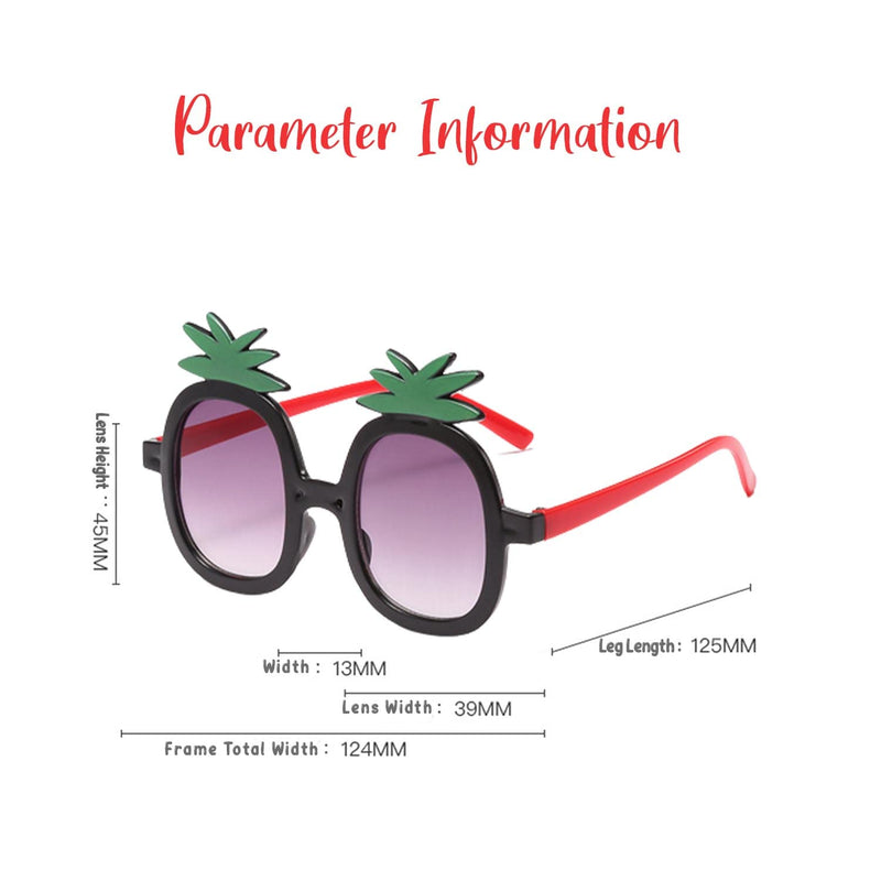 SYGA Classic Children's Sunglasses Sunglasses Pineapple Cartoon Various Optional Mirrors Trendy Children's Glasses (Pineapple-Black)