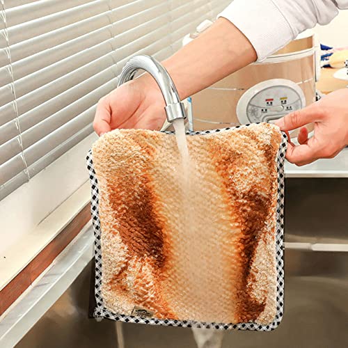 wolpin Microfiber Cleaning Cloths, 5 Pcs 25 x 25 cms Multi-Colour | Highly Absorbent, Lint and Streak Free, Multi -Purpose Wash Cloth for Kitchen, Car, Window, Stainless Steel, Silverware