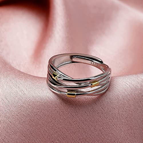 GIVA 925 Sterling Silver 18k Gold Plated Weave Ring, Adjustable | Gifts for Girlfriend, Gifts for Women and Girls | With Certificate of Authenticity and 925 Stamp | 6 Month Warranty*