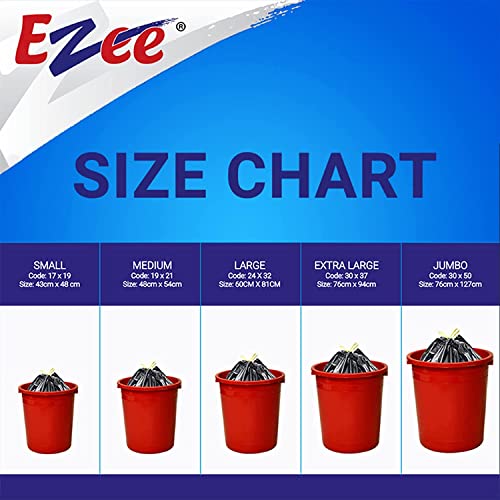 Ezee Garbage Bags - 48X54 Cm (6 Rolls, 180 Bags, Medium, Black, plastic)