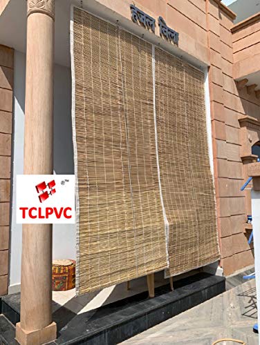 TCLPVC Eco 6/10 ft Bamboo Chick Blind 72x120inch Window Curtains Natural Outdoor Pro Heavy Duty Per 1 pc