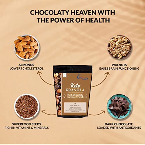 GoWhey Keto Granola, Dark Chocolate Hazelnut Crunch (250 g) | 1g Net Carb Per Serving | High Protein Breakfast| Healthy Snacks