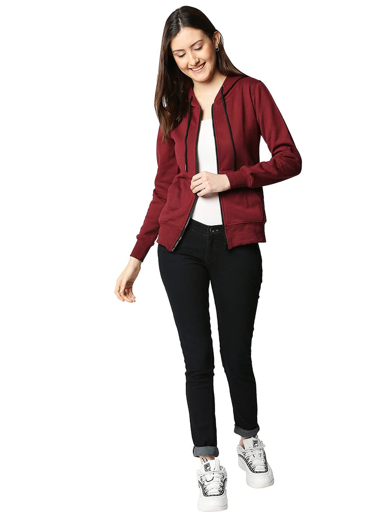 Wear Your Opinion Women's Fleece Hooded Neck Regular Fit Hoodie (Wyo004773Zip-F-M-Maroon_Red, Burgundy_M)