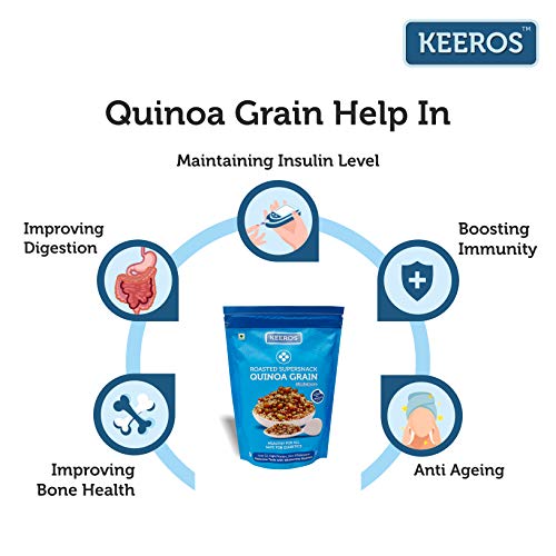 Keeros Quinoa Grain Roasted & Healthy Snacks for Weight Loss | Diabetic Friendly, Diet Namkeen & Snacks | Gluten Free, High Protein, Low Calorie, Tasty Lightly Spiced Mix of Quinoa & 4supergrains|250g