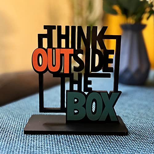 RAG28 Wooden THINK OUTSIDE THE BOX quote showpiece item for study table book shelf Home Decor Items, SQ12