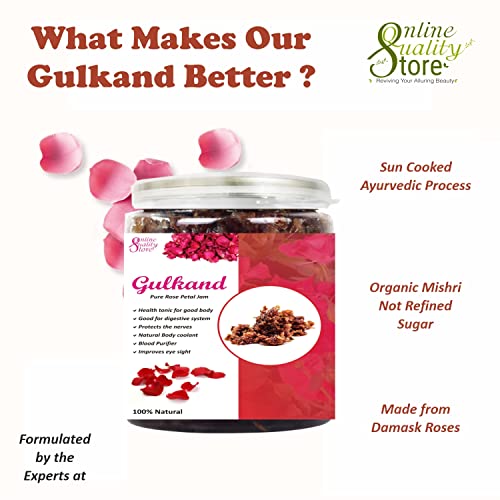 Online Quality Store Natural Gulkand (Rose Petal Jam), 400g | Sun-Cooked Damask Rose Petals & Rock Sugar |Pure gulkand Organic| Gulkand for Paan