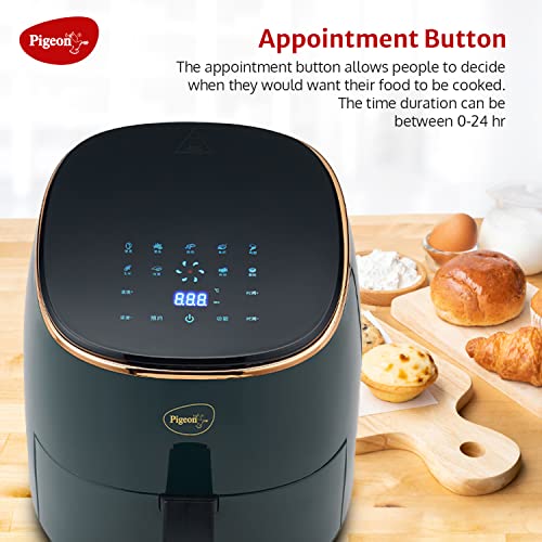 Pigeon Healthifry Digital Air Fryer, 360° High Speed Air Circulation Technology 1200 W with Non-Stick 4.2 L Basket - Green