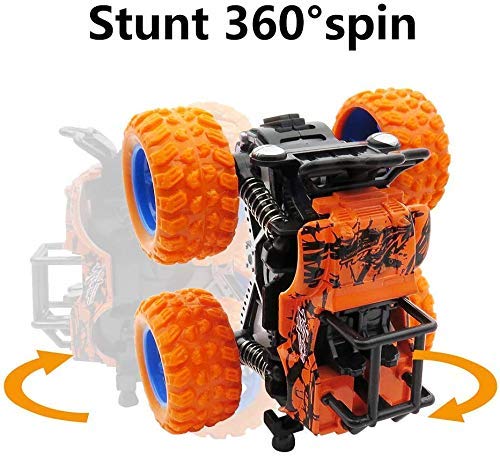 Supreme Deals Mini Monster Truck Friction Powered Cars Toys, 360 Degree Stunt 4wd Cars Push go Truck for Toddlers Kids Gift ( Pack of 2 Car ) ( Multi-Color )