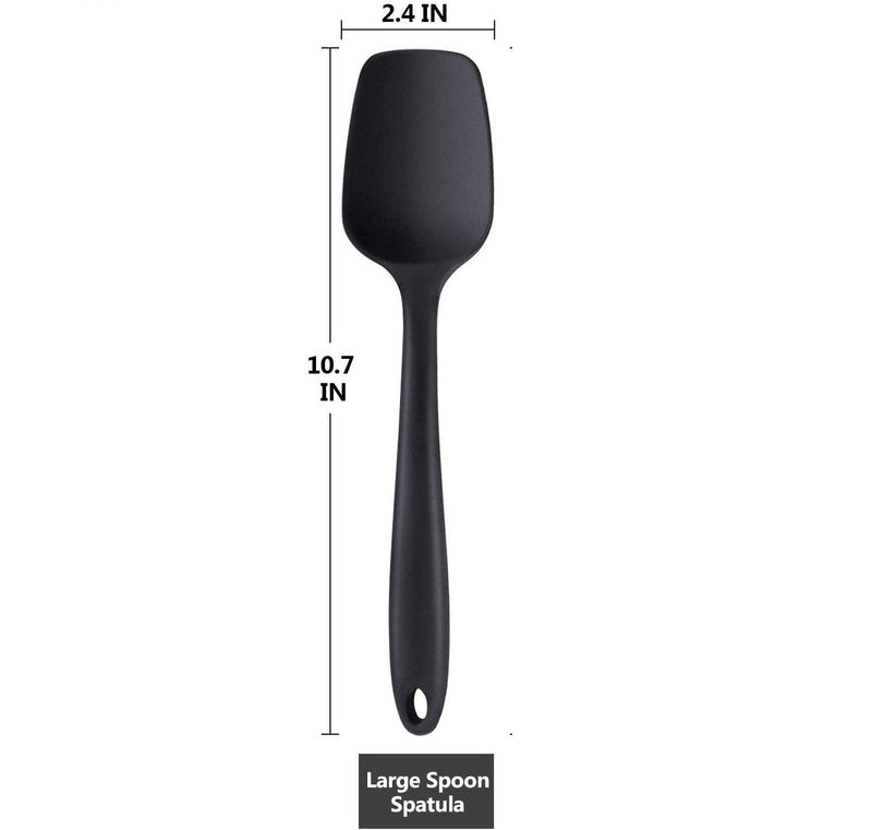 P-Plus International Silicone Non-Stick Heat Resistant Kitchen Utensil| Spatula Spoon Big 27cm |Pack of 2 Black