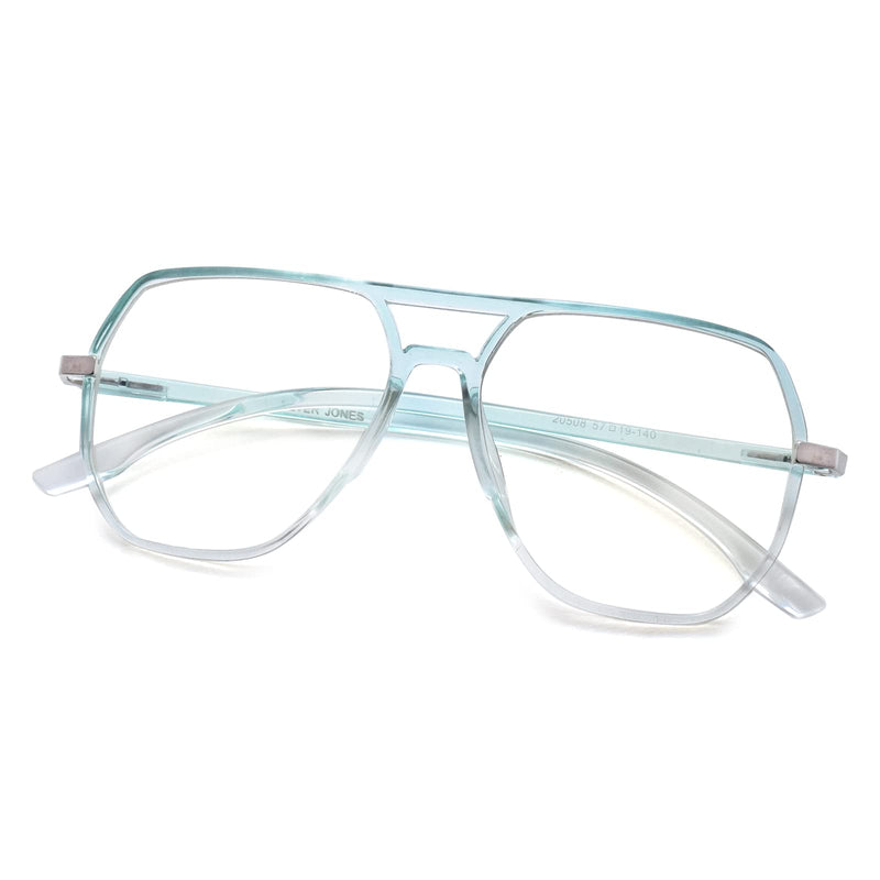 Peter Jones Oversized Aviator Transparent/Green Unisex Blue Light Blocking Computer Glasses (AG20508GR)