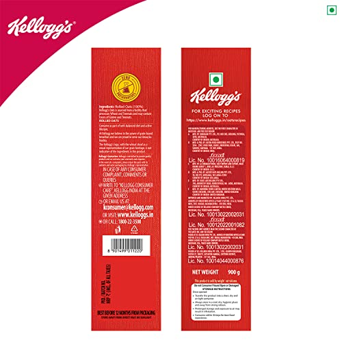 Kellogg's Oats, Rolled Oats, High in Protein and Fibre, Low in Sodium, 900g Pack