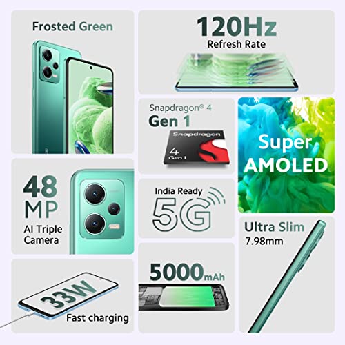 Redmi Note 12 5G (Frosted Green,8GB RAM, 256GB Storage)