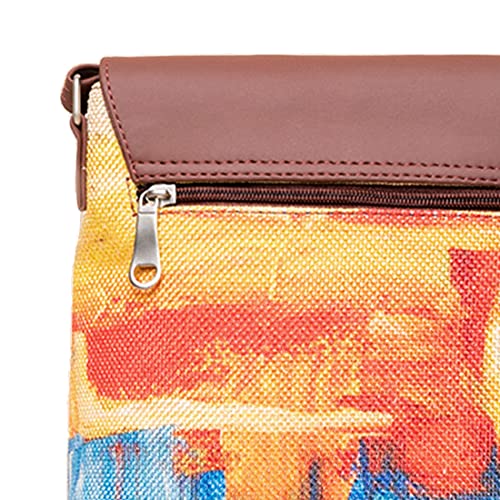 ZOUK Abstract Amaze Printed Women's Hand Crafted Vegan Leather Multicolour Flap Sling Bag