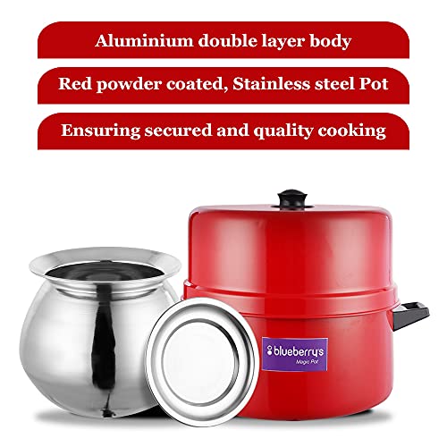 Blueberry's 1.5 Kg Aluminum Choodarapetty Thermal Rice Cooker with Gasket,Induction Based Inner Pot,Made in INDIA