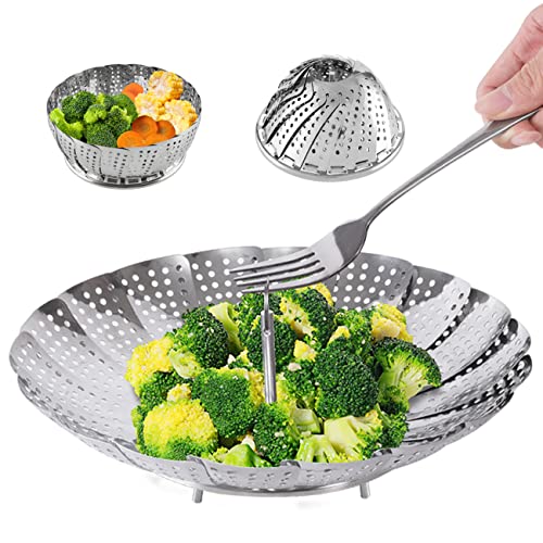 Zocy Steamer Basket Stainless Steel Instant Pot Accessories for Food and Vegetable, Premium Expandable Steam Basket to Fit Various Size Pots Medium (6" to 9.5"))