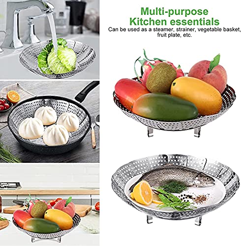 PANCA Stainless Steel Vegetable Fruit Steamer Punching Food Drain Bowl Basket Stainless Steel Steamer (Steamer Basket)