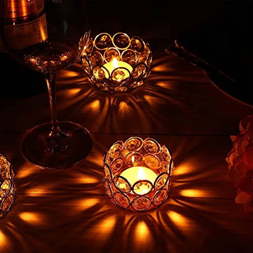 CentraLit Crystal Votives Bowl Candle Holders Tealight Candle Holder for Home Decoration, Diya Diwali Decoration Lights Centerpieces for Wedding Home Party Table Decoration Gold (Gold (Pack of 4))